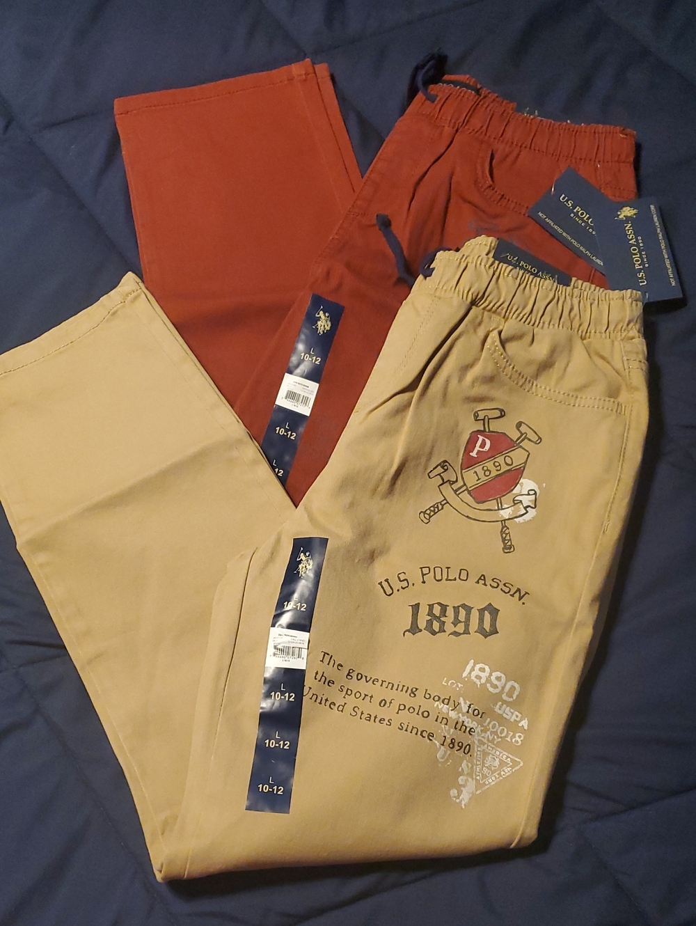 U.S. Polo Assn. Boy’s Chino Jogger Pants in Khaki and Rust